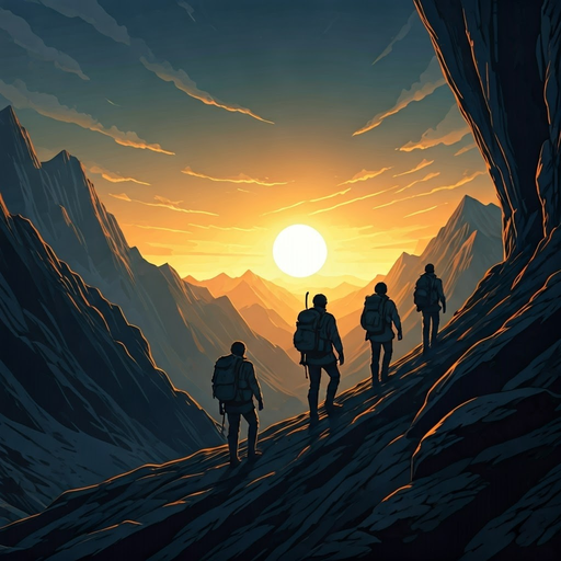 Silhouettes of Adventure: Hikers Embrace the Golden Sunset