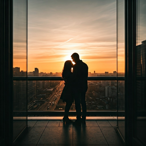 Silhouettes of Love Against a Sunset Sky