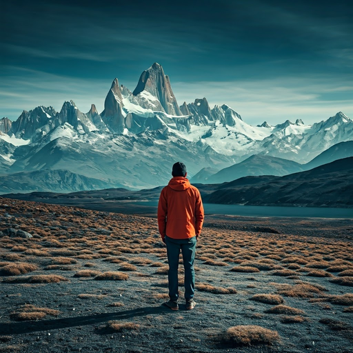 Awe-Inspiring Solitude: A Lone Figure Gazes Upon Majestic Mountains