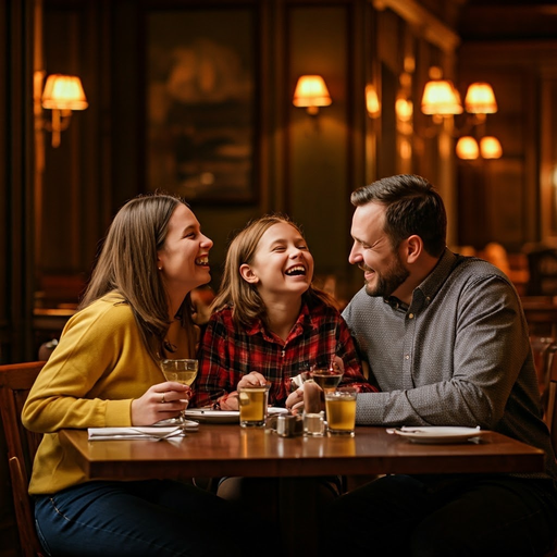 Family Laughter Fills the Air at Cozy Restaurant