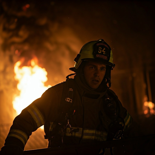 Firefighter Faces the Blaze: A Moment of Courage