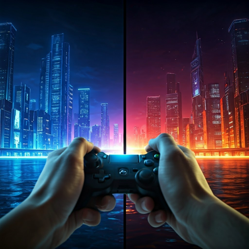 Cyberpunk City Divided: A Tale of Two Worlds