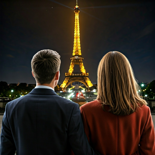 Love Under the Eiffel Tower: A Romantic Silhouette