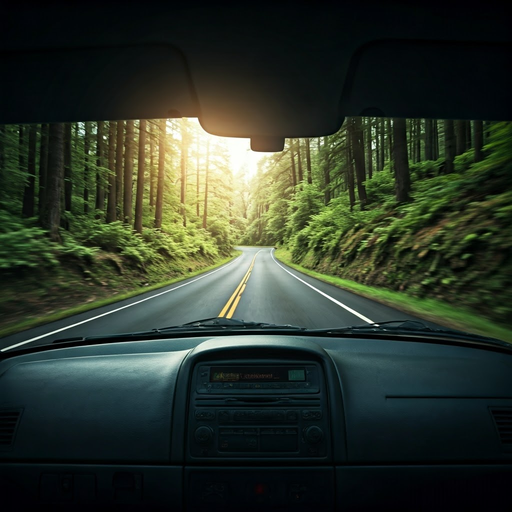 Sun-Kissed Adventure: A Serene Drive Through the Forest