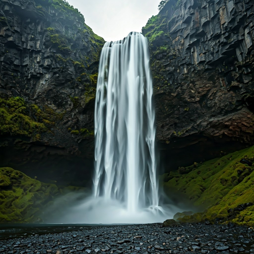 Nature’s Symphony: A Majestic Waterfall in Lush Surroundings