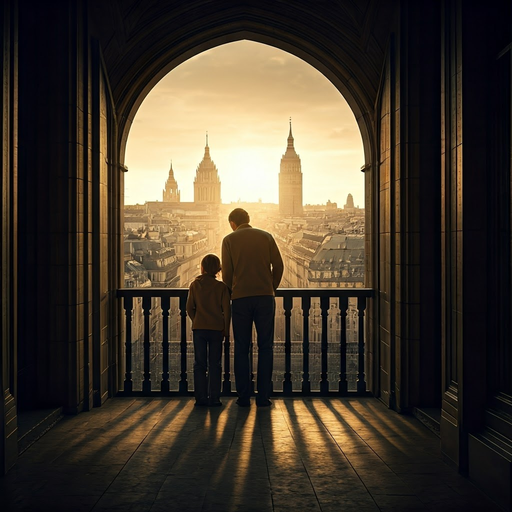 Golden Hour Reflections: A Father and Son Share a Moment of Serenity