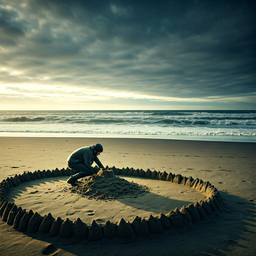 Solitude by the Sea: A Man Builds His Dreams in the Sand