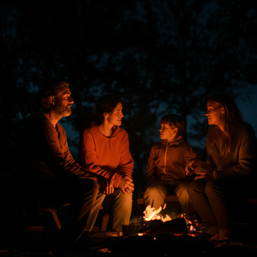 Warmth and Wonder: A Family’s Cozy Campfire Night