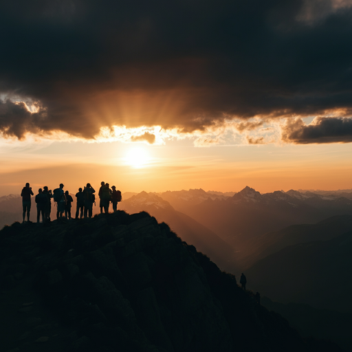 Silhouettes of Serenity: A Majestic Sunset Over the Mountains