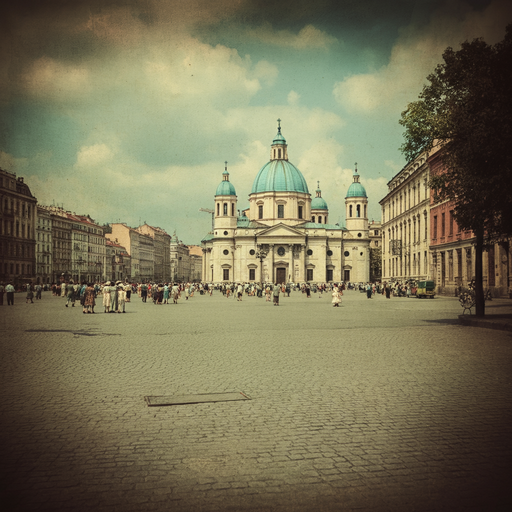 A City Square in Time: Nostalgic Beauty of a Bygone Era