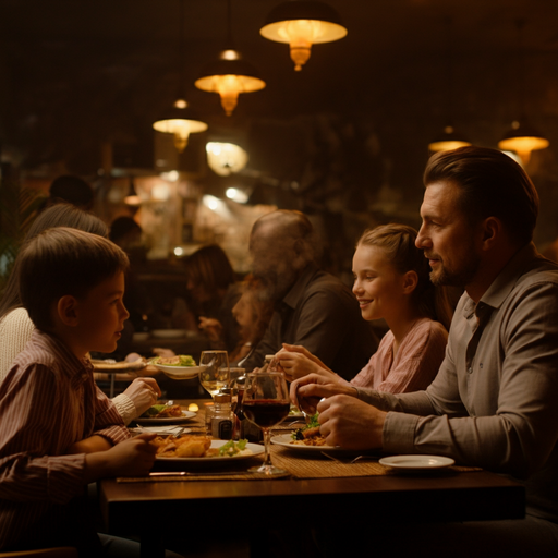 A Moment of Shared Joy: Father and Daughter Connect Over Dinner