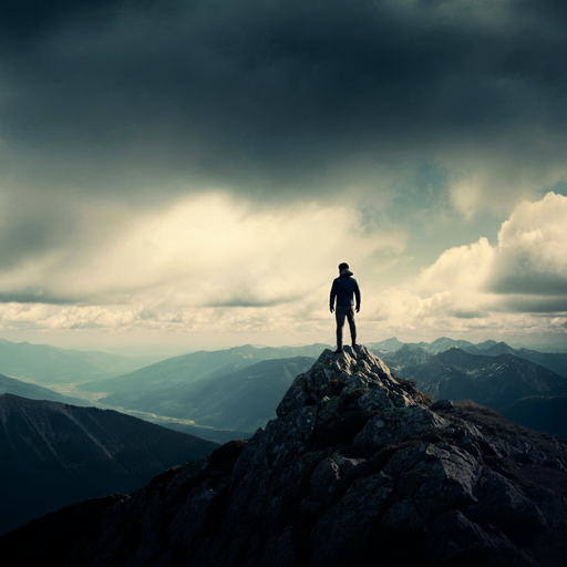 Silhouetted Against the Storm: A Moment of Solitude on the Mountain Peak