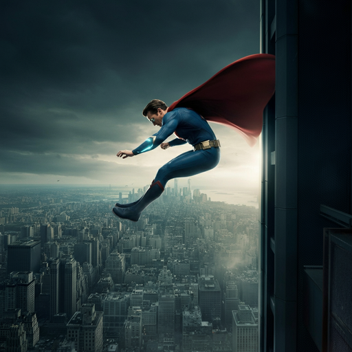 Superhero Soars Above the City in Dramatic Leap