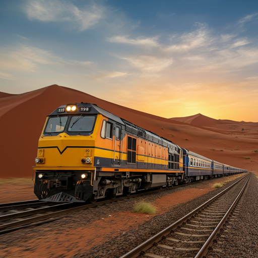 Sunset Adventure: Train Races the Dying Light Across the Desert