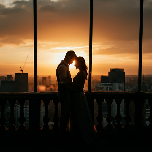 Silhouettes of Love Against the Setting Sun