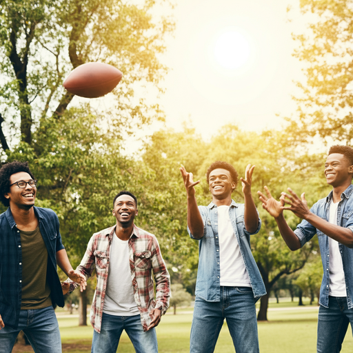 Sunny Day Fun: Friends Enjoy a Game of Catch