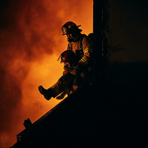 Silhouettes of Courage: Firefighters Brave the Blaze