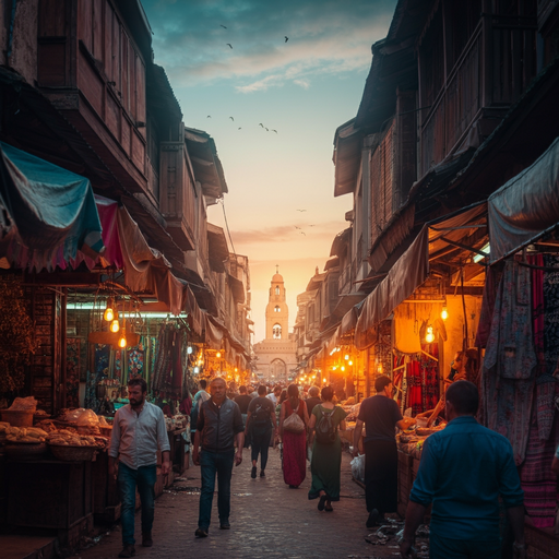 A Glimpse of the Exotic: Sunset Beckons in a Vibrant Bazaar