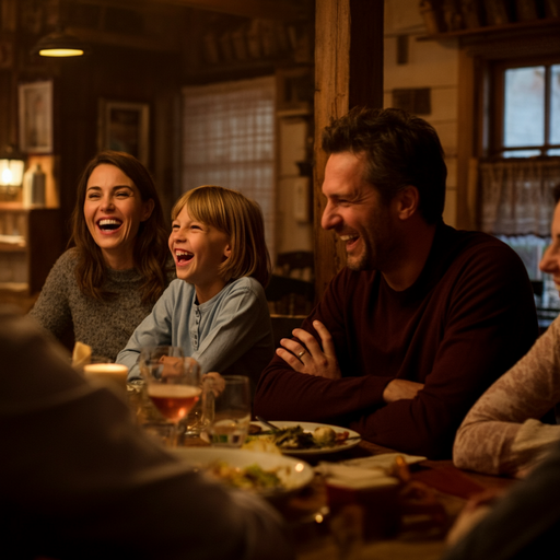 The Joy of Shared Meals: A Family’s Laughter Illuminates a Warm Evening