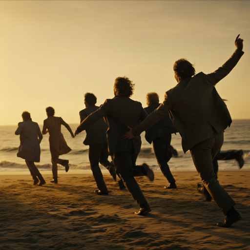 Silhouettes of Hope: A Sunset Chase on the Beach