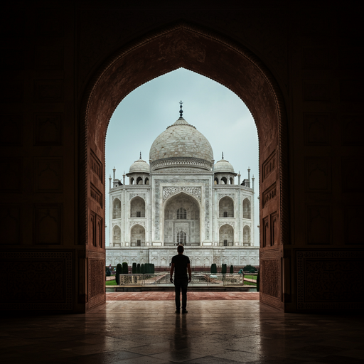 A Solitary Figure Gazes Upon the Majestic Taj Mahal