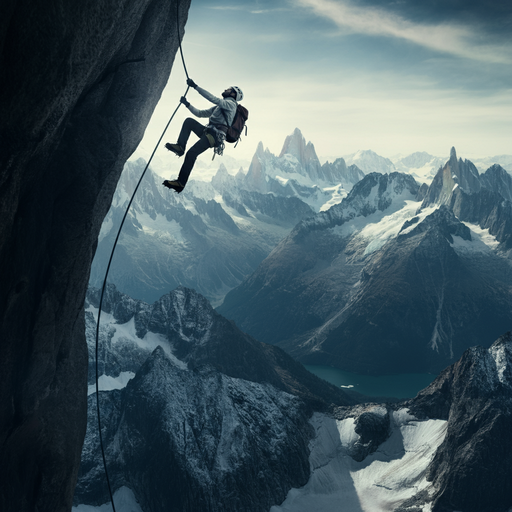 Precarious Perch: Climber Defies Gravity with Breathtaking Mountain Views