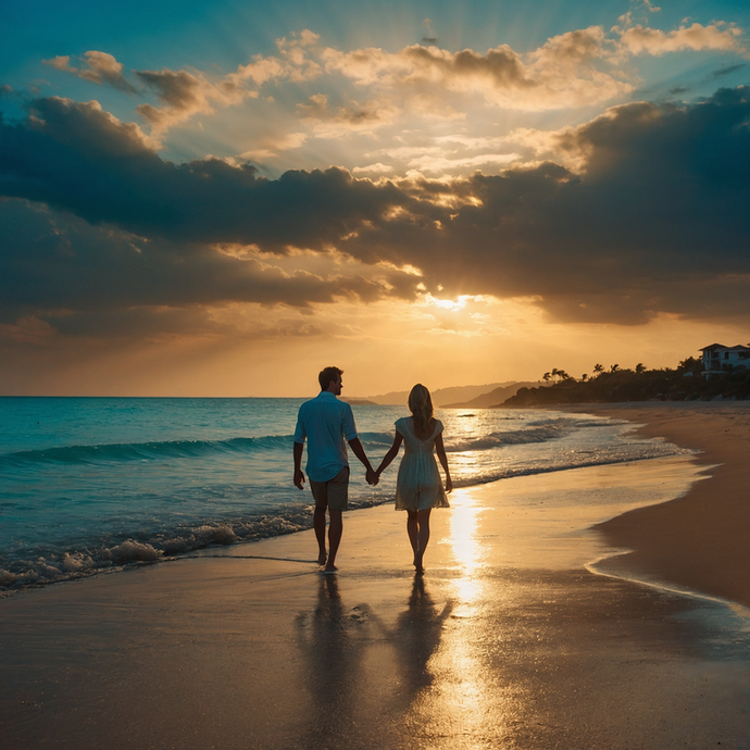 Silhouettes of Love Against the Setting Sun