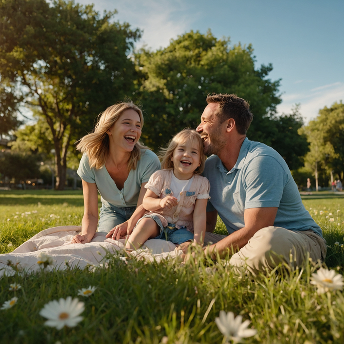 Sun-Kissed Happiness: A Family Moment Captured in Bloom