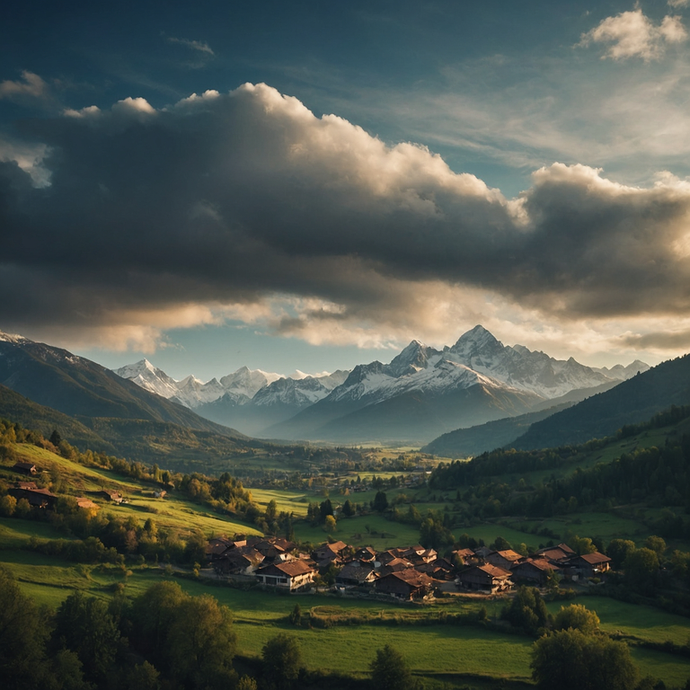 Majestic Mountain Valley Bathed in Dramatic Light