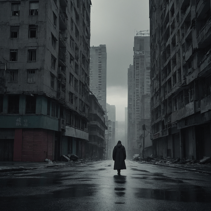 A City in Ruins, A Solitary Figure