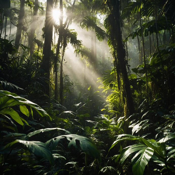 Sunlight Dappled Mystery: A Serene Rainforest Escape