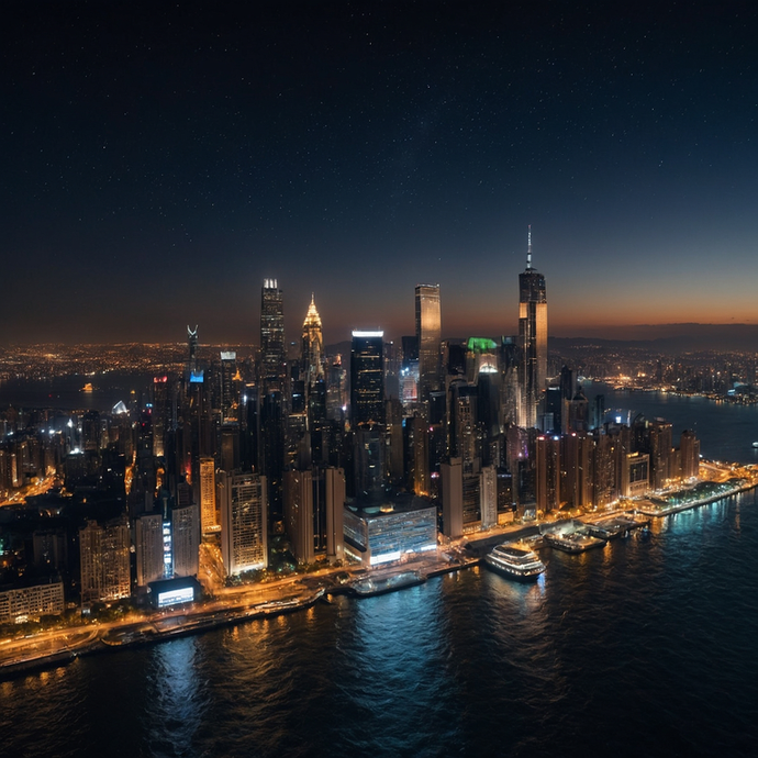 City Lights, Starry Nights: A Serene Aerial View