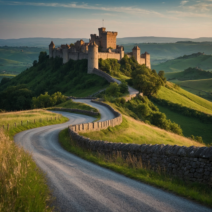 Golden Hour Majesty: A Medieval Castle Beckons