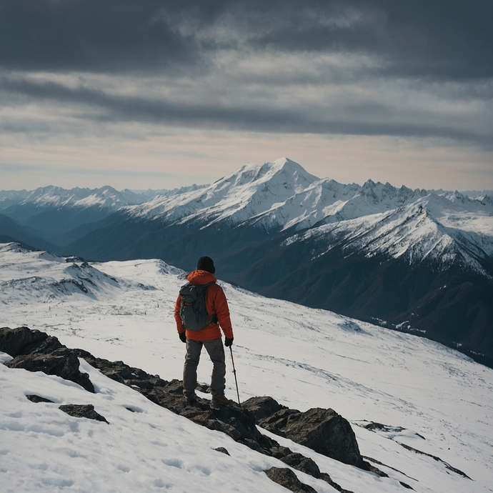 Solitude and Serenity on a Snowy Mountaintop