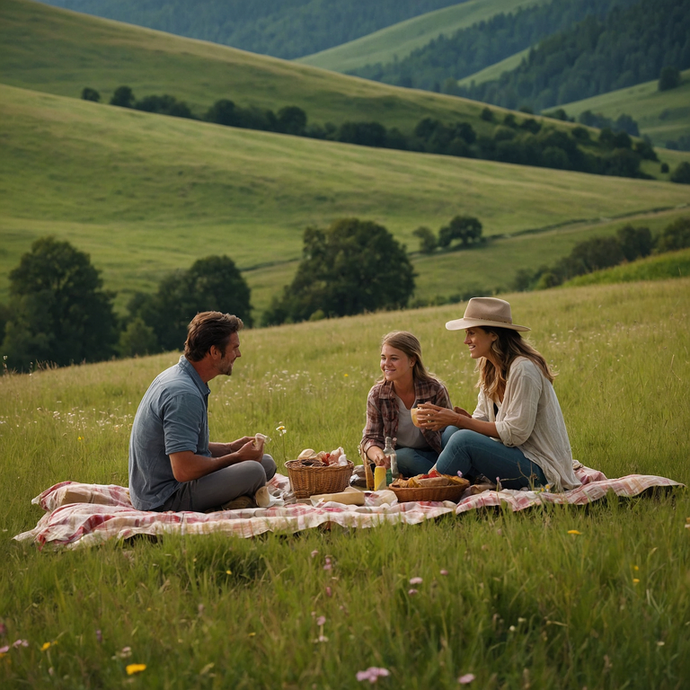 Tranquil Family Picnic in the Countryside