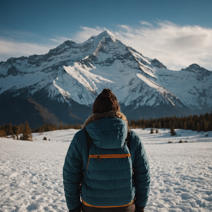 Solitude and Majesty: A Hiker Finds Peace Amidst Snowy Peaks