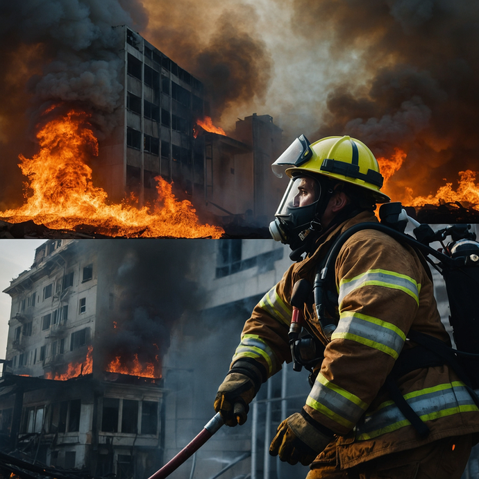 Firefighter Stands Tall Amidst Blazing Inferno