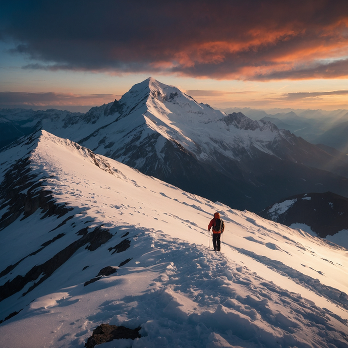 A Hiker’s Silhouette Against a Canvas of Sunset Glory