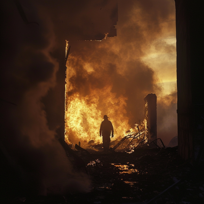 Firefighter Walks Through the Ashes: A Moment of Reflection