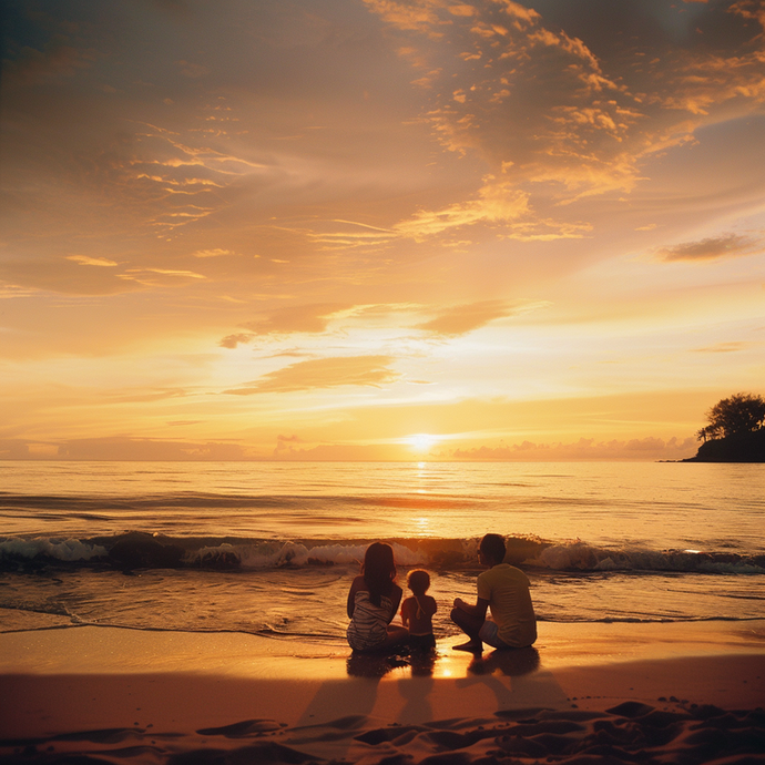 Golden Hour Serenity: A Family’s Tranquil Sunset