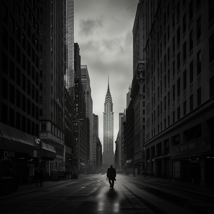 Lost in the Concrete Jungle: A Solitary Figure Navigates a Cityscape