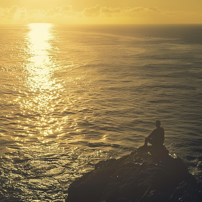 Golden Hour Solitude: A Moment of Tranquility by the Sea