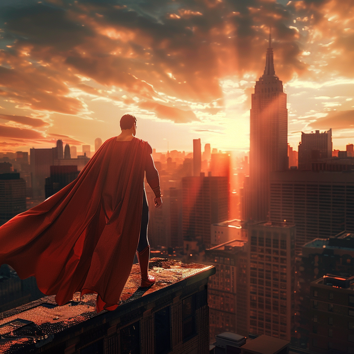 Superman’s Silhouette: A Symbol of Hope Against the Setting Sun