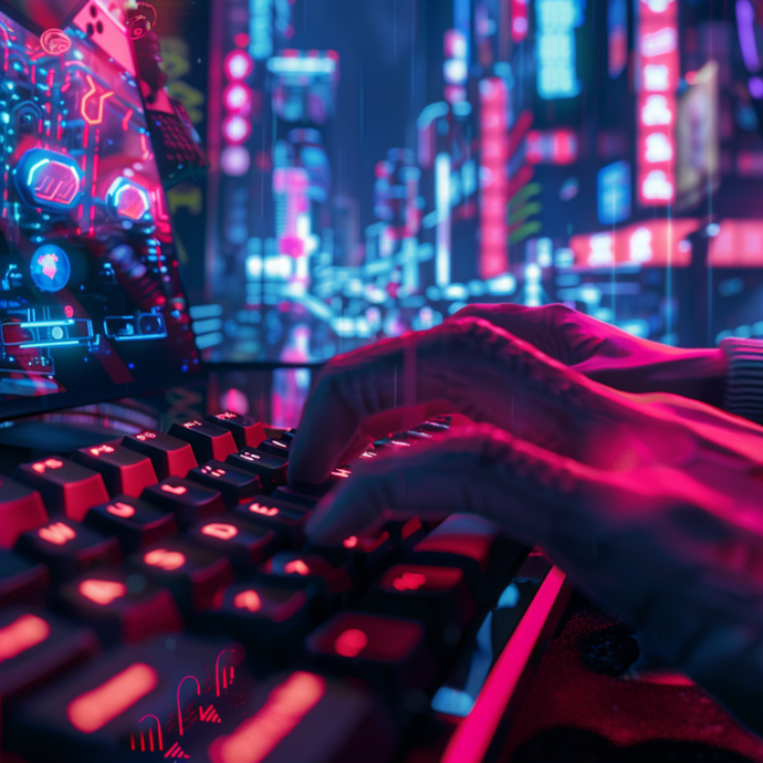 Neon Fingers: A Cyberpunk Symphony of Light and Code