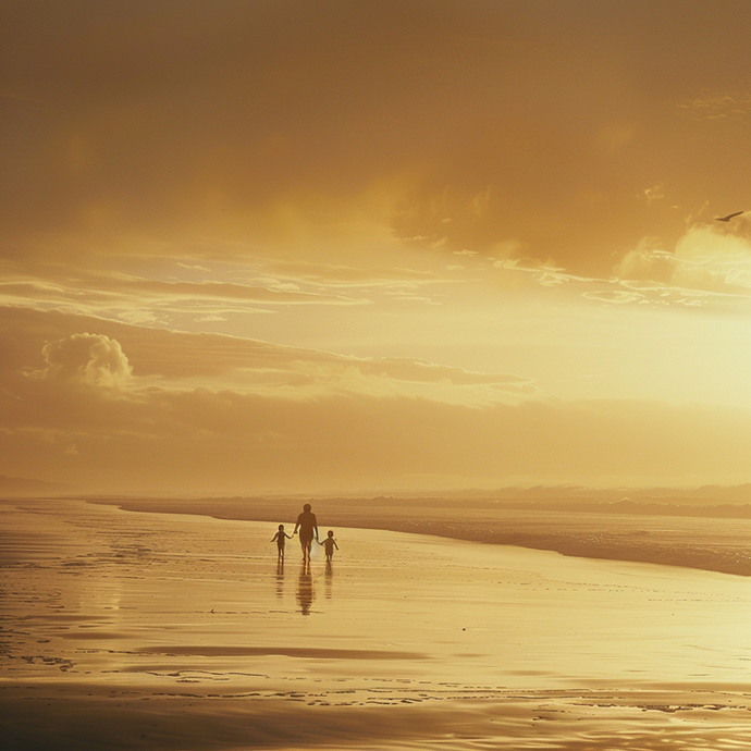 Golden Hour Family Silhouette: A Moment of Tranquility