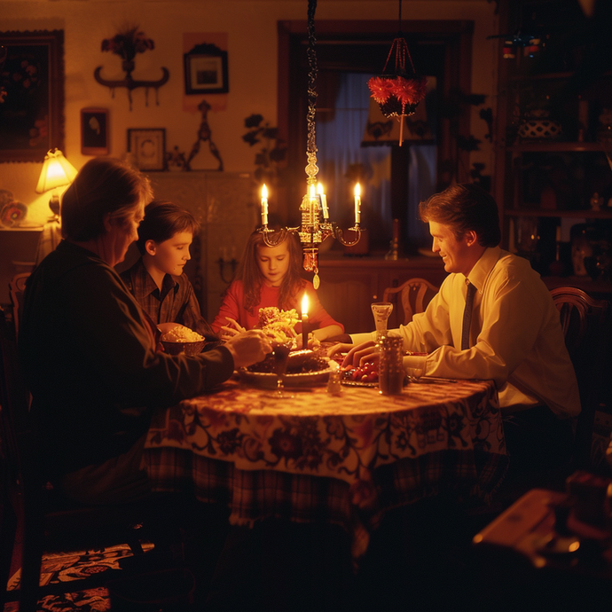 Candlelight and Connection: A Family Dinner Bathed in Warmth