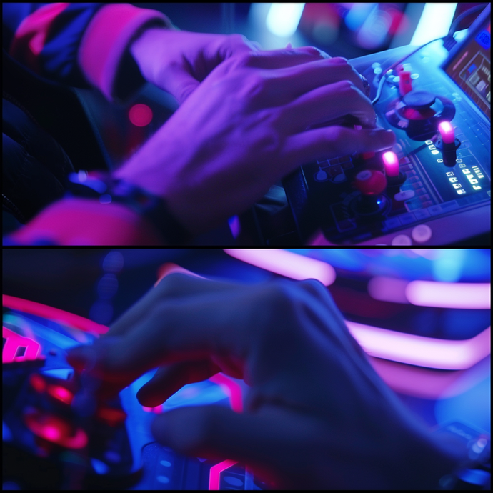 Neon Glow, Focused Hands: The Intensity of Gaming