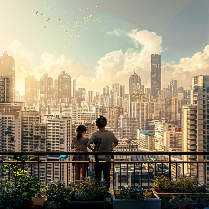 Golden Hour Romance: A Cityscape of Hope