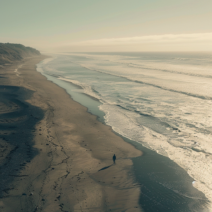 Lost in the Vastness: A Moment of Tranquility by the Sea