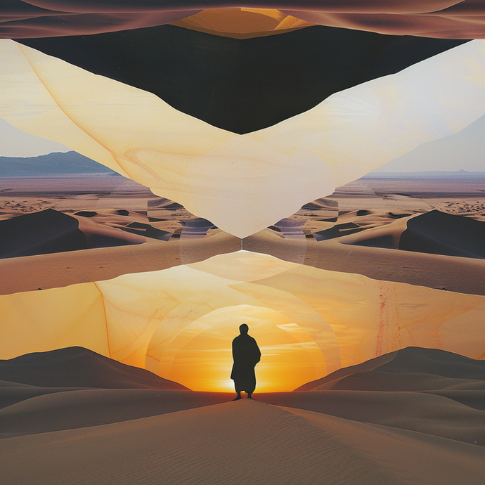 Silhouettes and Sunset: A Surreal Desert Dream